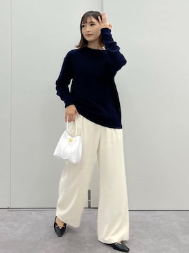 「ネイビーニット」｜ayaさん（レディース・162cm）の秋コーディネート