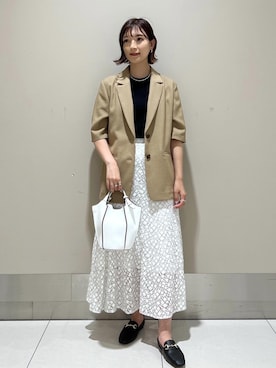 「ショルダーバック」｜「アイテム（ジャケット/アウター）」を使った、ayaさん（レディース・162cm）の夏コーディネート