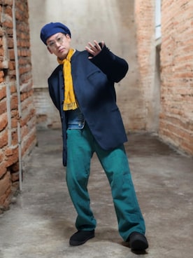 「アイテム（キャスケット）」を使った、九条∞(くじょうえいと)さん（メンズ・168cm）の冬コーディネート