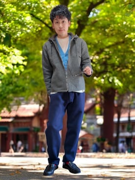 「アイテム（スウェットパンツ）」を使った、九条∞(くじょうえいと)さん（メンズ・168cm）の冬コーディネート