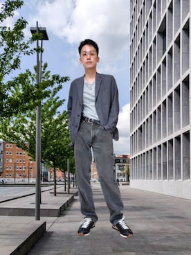 「アイテム（テーラードジャケット）」を使った、九条∞(くじょうえいと)さん（メンズ・168cm・30代）の秋コーディネート