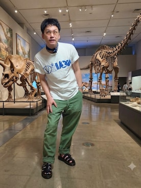 「GILDAN（ギルダン）のアイテム」を使った、九条∞(くじょうえいと)さん（メンズ・168cm）の夏コーディネート