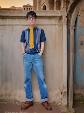 「Jugaad14（ジュガードフォーティーン）の【Jugaad14】HORIZON CLEAR tortoise（サングラス）」を使った、九条∞(くじょうえいと)さん（メンズ・168cm・30代）の夏コーディネート