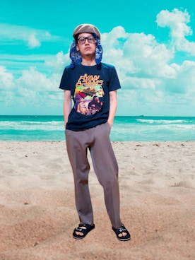 「Jugaad14（ジュガードフォーティーン）の【Jugaad14】HORIZON CLEAR tortoise（サングラス）」を使った、九条∞(くじょうえいと)さん（メンズ・168cm・30代）の夏コーディネート
