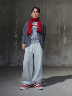 「アイテム（ジャージ）」を使った、九条∞(くじょうえいと)さん（メンズ・168cm）の冬コーディネート