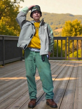 「アイテム（ナイロンジャケット）」を使った、九条∞(くじょうえいと)さん（メンズ・168cm）の冬コーディネート