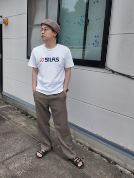 「SILAS(サイラス)のアイテム」を使った、九条∞(くじょうえいと)さん(メンズ・168cm)の夏コーディネート