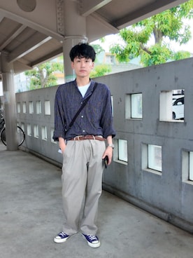 「アイテム（チノパンツ）」を使った、九条∞(くじょうえいと)さん（メンズ・168cm・30代）の夏コーディネート