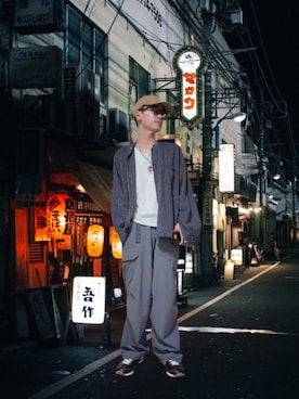 「古着MIX」｜九条∞(くじょうえいと)さん（メンズ・168cm・30代）の秋コーディネート