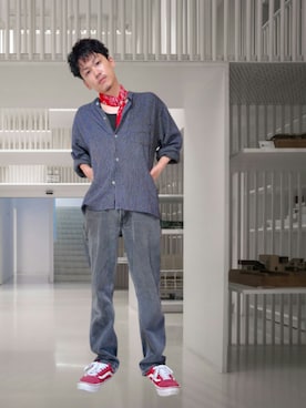 「アイテム（バンダナ/スカーフ）」を使った、九条∞(くじょうえいと)さん（メンズ・168cm・30代）の夏コーディネート