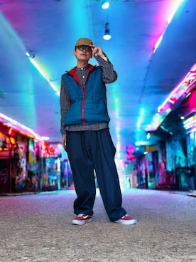 「アイテム（ナイロンジャケット）」を使った、九条∞(くじょうえいと)さん（メンズ・168cm）の秋コーディネート