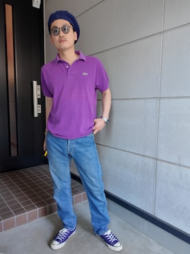 「LACOSTE（ラコステ）のアイテム」を使った、九条∞(くじょうえいと)さん（メンズ・168cm）の夏コーディネート
