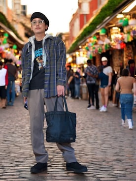 「アイテム（ハンドバッグ）」を使った、九条∞(くじょうえいと)さん（メンズ・168cm）の秋コーディネート