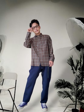 「アイテム（長傘）」を使った、九条∞(くじょうえいと)さん（メンズ・168cm・30代）の秋コーディネート