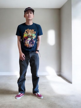 「GILDAN（ギルダン）のアイテム」を使った、九条∞(くじょうえいと)さん（メンズ・168cm）の夏コーディネート
