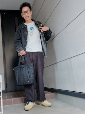 「アイテム（デニムジャケット）」を使った、九条∞(くじょうえいと)さん（メンズ・168cm）の秋コーディネート