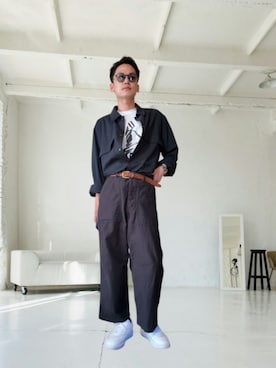 「アイテム（シューズ）」を使った、九条∞(くじょうえいと)さん（メンズ・168cm・30代）の秋コーディネート