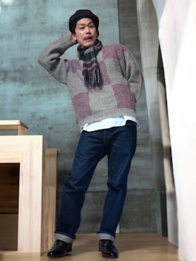 「アイテム（ドレスシューズ）」を使った、九条∞(くじょうえいと)さん（メンズ・168cm）の冬コーディネート