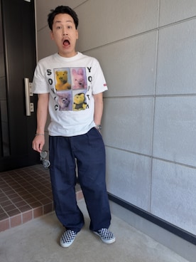 「Levi's（リーバイス）のアイテム（トップス）」を使った、九条∞(くじょうえいと)さん（メンズ・168cm）の夏コーディネート
