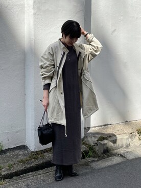 「CAPRICIEUX LE'MAGE（カプリシューレマージュ）のアイテム（モッズコート）」を使った、b a b aさん（レディース・158cm）の秋コーディネート