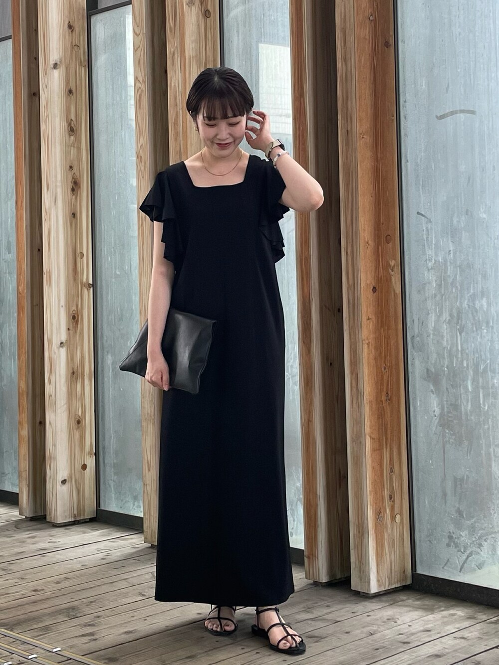 CAPRICIEUX LE'MAGE ラッフルワンピースブラックFREE