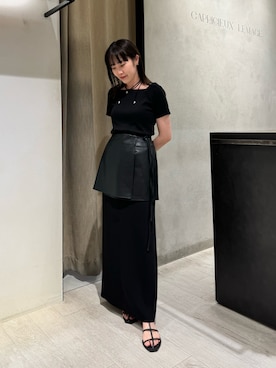 「CAPRICIEUX LE'MAGE（カプリシューレマージュ）のレザーラップスカート（スカート）」を使った、b a b aさん（レディース・158cm）の夏コーディネート