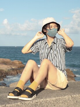 「blue」｜「アイテム（カーゴパンツ）」を使った、🆂🅷🅾🆁🆃 🅻🅴🅶🆂さん（レディース・167cm）の秋コーディネート