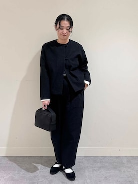 「かぐれ（カグレ）のリネンコットンサルエルパンツ（その他パンツ）」を使った、クボさん（レディース・161cm）の冬コーディネート