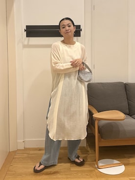 「シアートップス」｜「アイテム（チュニック）」を使った、クボさん（レディース・161cm）の夏コーディネート
