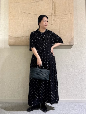「かぐれ（カグレ）のコットン丸胴タンクトップ（タンクトップ、ブラック系）」を使った、クボさん（レディース・161cm）の夏コーディネート
