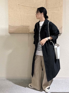 「骨格ナチュラル」｜「アイテム（ステンカラーコート）」を使った、クボさん（レディース・161cm）の春コーディネート