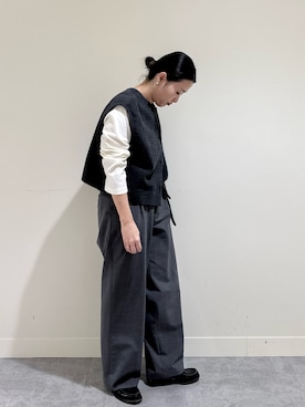 ナッピングウール2WAYベストを使った人気ファッションコーディネート