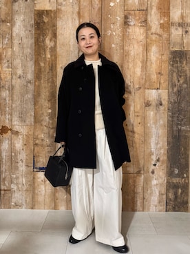 「アイテム（ピーコート）」を使った、クボさん（レディース・161cm）の秋コーディネート