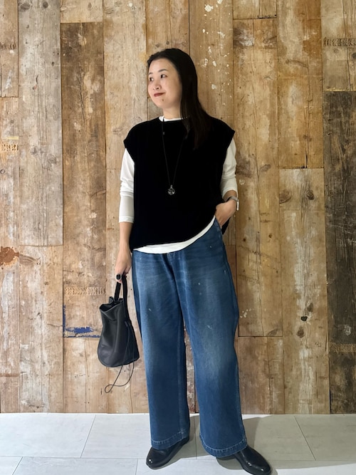 【美品】かぐれ　kagure レーヨンシルクベルベットプルオーバー　ベスト カグレ かぐれ レーヨンシルクベルベットプルオーバー （ブラック