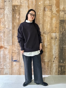 「アイテム（スウェット）」を使った、クボさん（レディース・161cm）の秋コーディネート