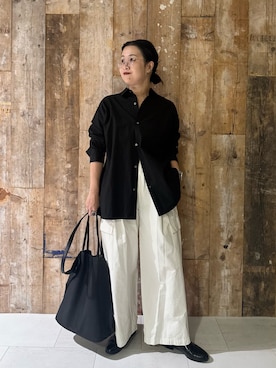 「かぐれ（カグレ）のユーティリティーイージーパンツ（その他パンツ）」を使った、クボさん（レディース・161cm）の秋コーディネート