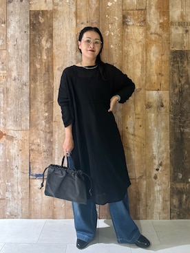 「アイテム（チュニック）」を使った、クボさん（レディース・161cm）の秋コーディネート
