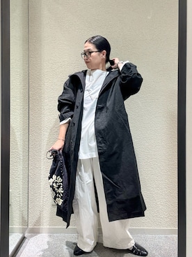 「かぐれ（カグレ）のコットンラミーワイドプルオーバー（シャツ/ブラウス、ホワイト系）」を使った、クボさん（レディース・161cm）の秋コーディネート