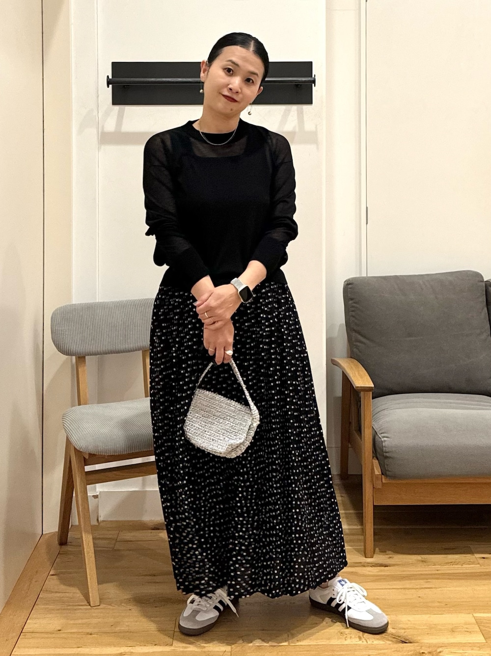ドットギャザーワイドパンツを使った人気ファッションコーディネート