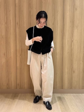 ナッピングウール2WAYベストを使った人気ファッションコーディネート