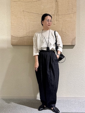 「かぐれ（カグレ）のATELIER 4.5　LEATHER KEY CLOCHETTE（ネックレス、ブラック系）」を使った、クボさん（レディース・161cm）の春コーディネート