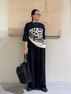 「かぐれ（カグレ）のワイドTシャツ（Tシャツ/カットソー、ブルー系）」を使った、クボさん（レディース・161cm）の春コーディネート