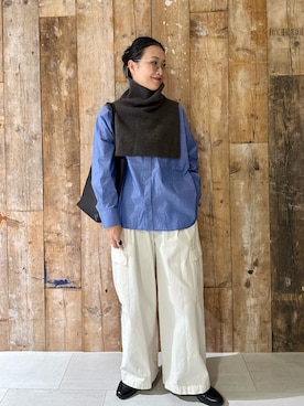 「アイテム（ストール/ショール）」を使った、クボさん（レディース・161cm）の冬コーディネート