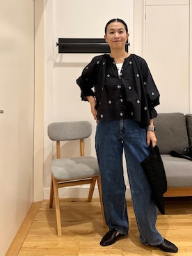 「URBAN RESEARCH DOORS（アーバンリサーチドアーズ）のラメ刺繍ブラウス（シャツ/ブラウス）」を使った、クボさん（レディース・161cm）の夏コーディネート