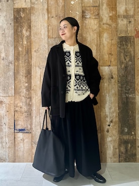 「アイテム（トートバッグ）」を使った、クボさん（レディース・161cm）の秋コーディネート