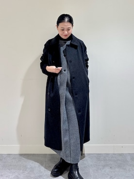 「お正月・初詣コーデ」｜「アイテム（ステンカラーコート）」を使った、クボさん（レディース・161cm）の冬コーディネート