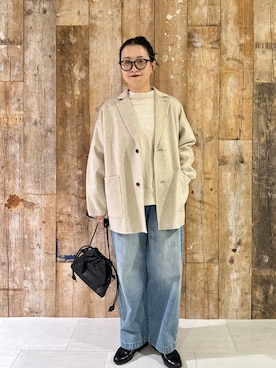 「かぐれ」｜「アイテム（スウェット）」を使った、クボさん（レディース・161cm）の秋コーディネート