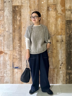 「アイテム（ストール/ショール）」を使った、クボさん（レディース・161cm）の秋コーディネート