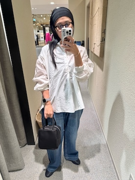 「かぐれ（カグレ）のアイテム（シャツ/ブラウス、ホワイト系）」を使った、クボさん（レディース・161cm）の夏コーディネート