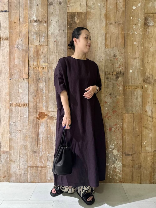 『2サイズ展開』リネンレーヨンワイドワンピース